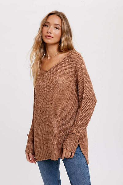 Reverse Seam Loose Fit Sweater - Cream