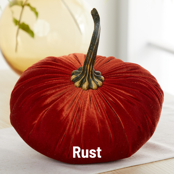 Pumpkin Extra Large Velvet,  Fall Accent Decor, Centerpiece: Rust