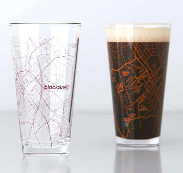 Blacksburg VA Tech - Map Pint Glass