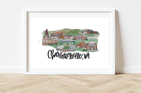 Charlottesville Skyline Art Print 8x10 Virginia