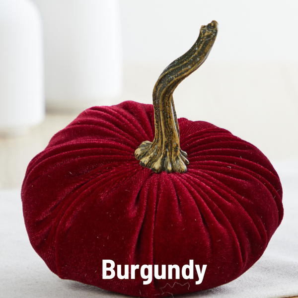 Pumpkin Small Velvet Fall Decor Gift for New Apartment Best: Burgundy