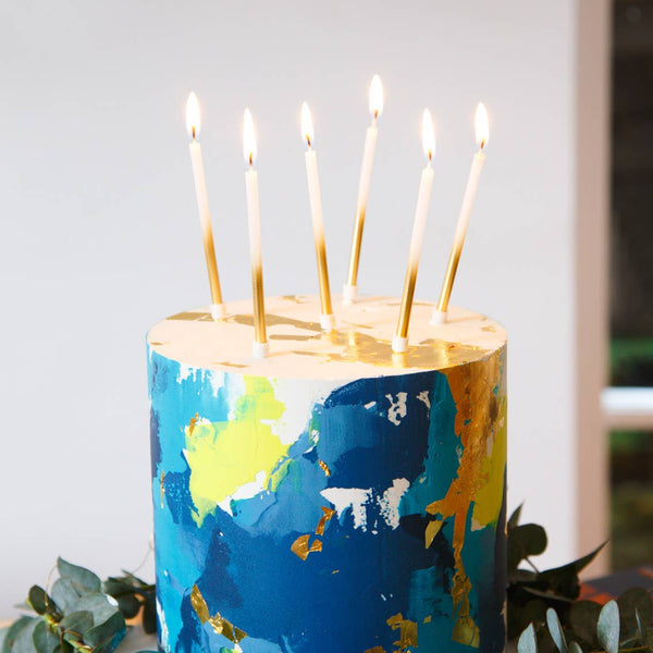 White and Gold Birthday Candles - 16 Pack