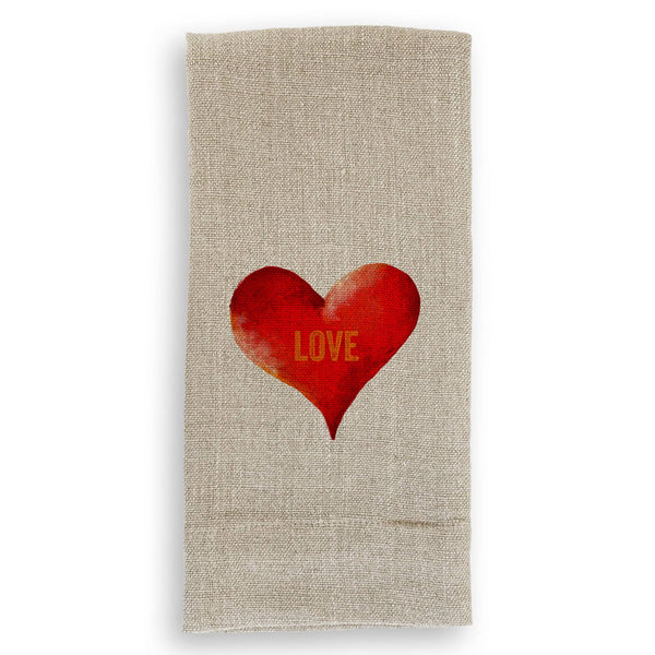 Red Heart with Love Tea Towel