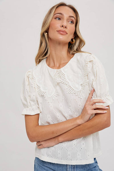 Lace Collar Top - Ivory