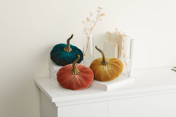 Pumpkin Large Velvet, Fall Decor, Shelf Sitter, Tablescape: Gold