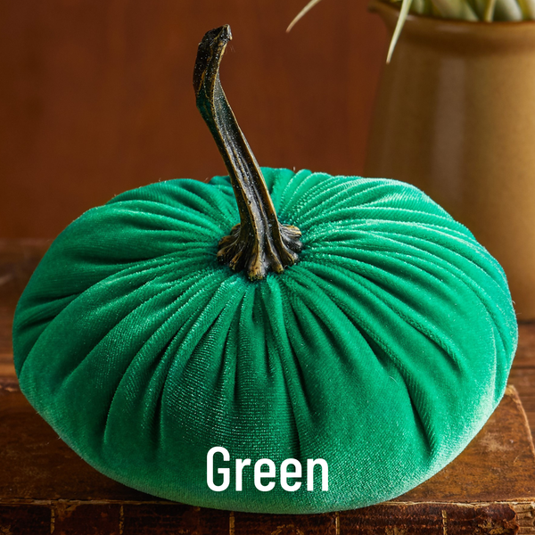 Pumpkin Large Velvet, Fall Decor, Shelf Sitter, Tablescape: Avocado