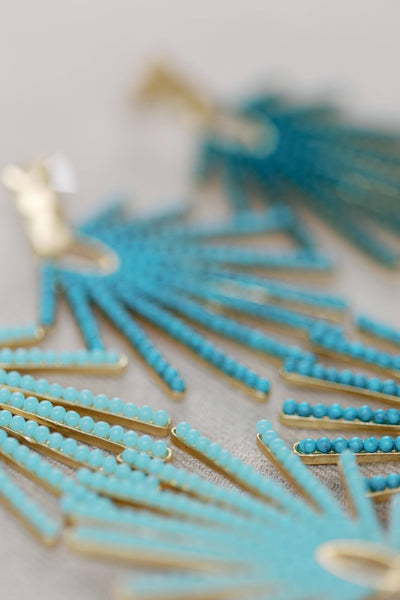 Turquoise Sunburst Statement Drop Earrings