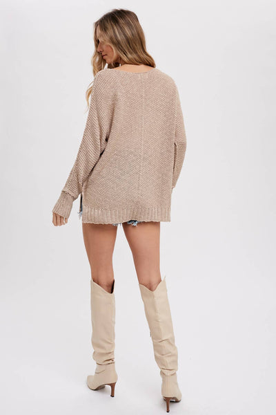 Reverse Seam Loose Fit Sweater - Cream