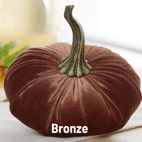 Pumpkin Large Velvet, Fall Decor, Shelf Sitter, Tablescape: Bronze