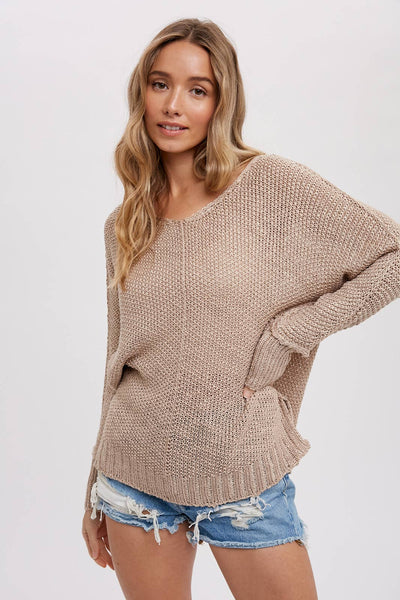 Reverse Seam Loose Fit Sweater - Cream