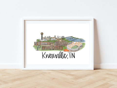 Knoxville, Tennessee Skyline Art Print 8X10