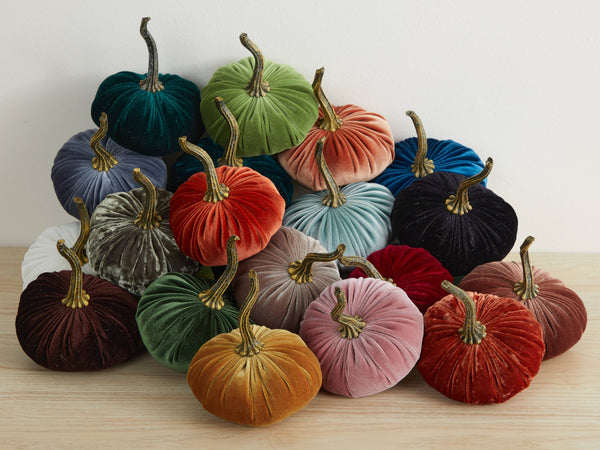 Pumpkin Small Velvet Fall Decor Gift for New Apartment Best: Olive