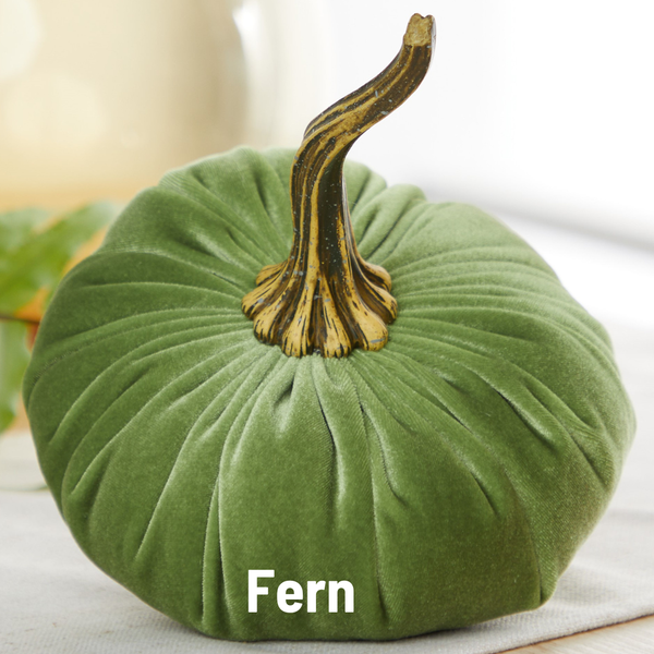 Pumpkin Large Velvet, Fall Decor, Shelf Sitter, Tablescape: Avocado