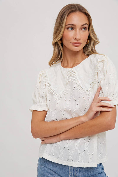 Lace Collar Top - Ivory