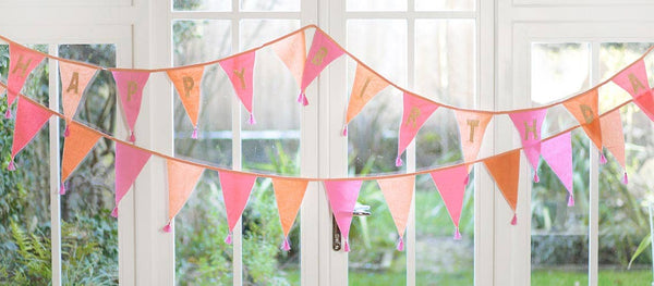 Pink Fabric Bunting Decoration - 10ft, Barbie Party