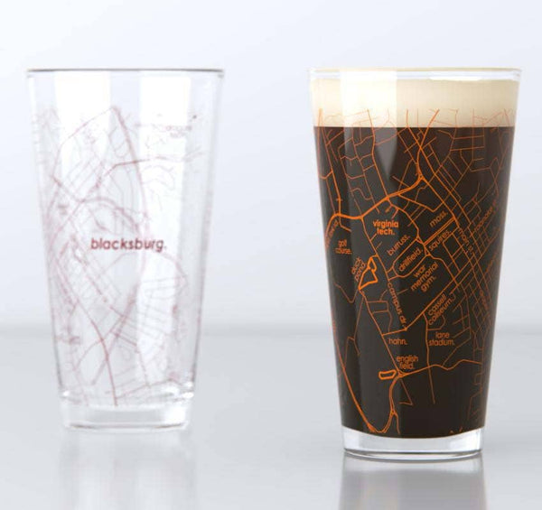 Blacksburg VA Tech - Map Pint Glass