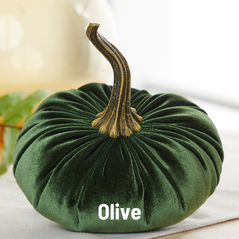 Pumpkin Large Velvet, Fall Decor, Shelf Sitter, Tablescape: Olive