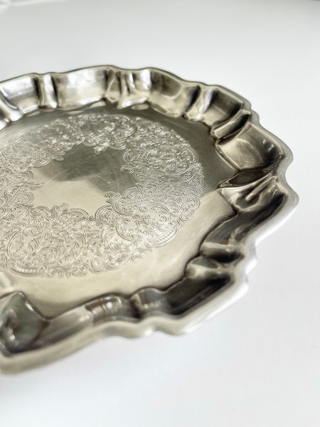 Vintage Small Silverplate Footed Tray