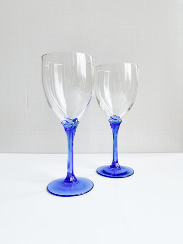 Vintage Wine Glasses - blue stems
