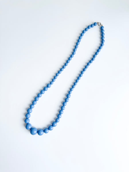 Vintage Blue Graduated Bead Necklace