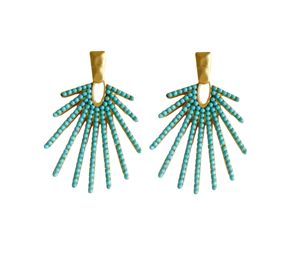 Turquoise Sunburst Statement Drop Earrings