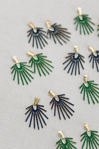 Olive Sunburst Statement Drop Earrings