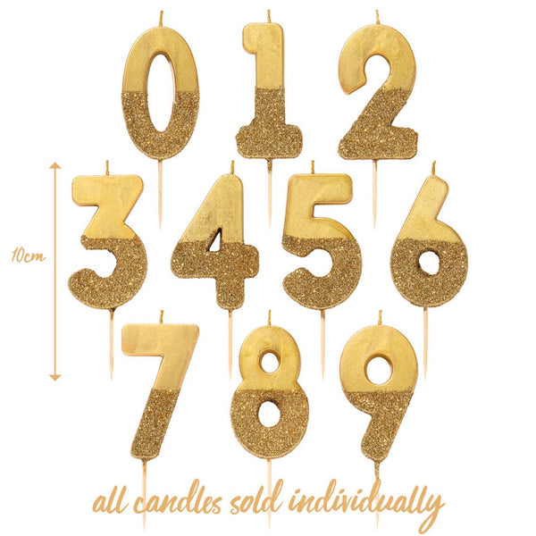 Gold Glitter 0-9 Number Candles