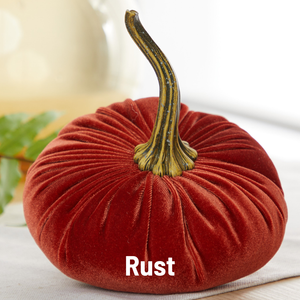 Pumpkin Large Velvet, Fall Decor, Shelf Sitter, Tablescape: Rust