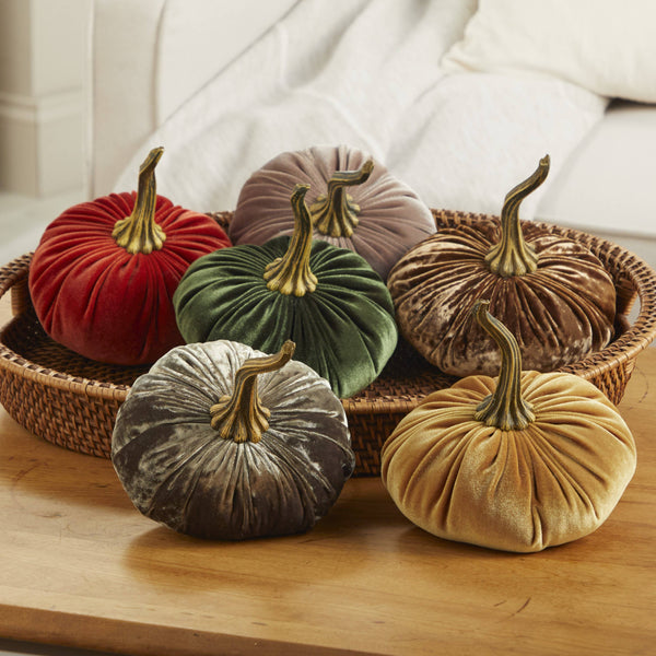 Pumpkin Large Velvet, Fall Decor, Shelf Sitter, Tablescape: Taupe