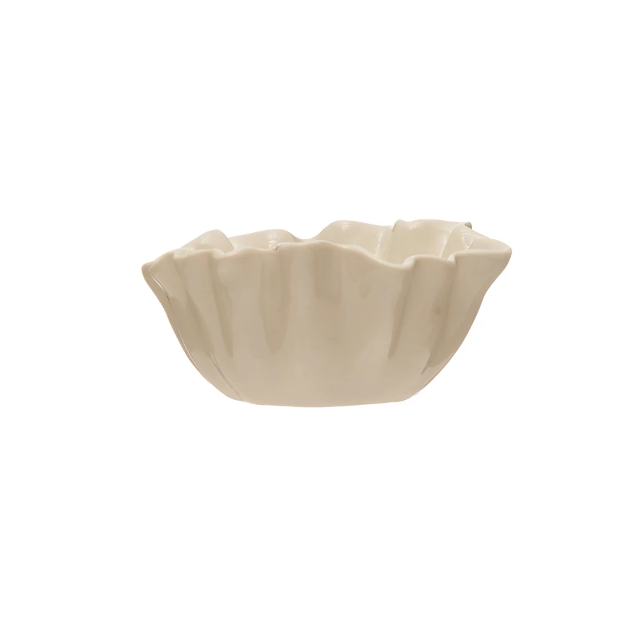 Stoneware Fluted Bowl, White