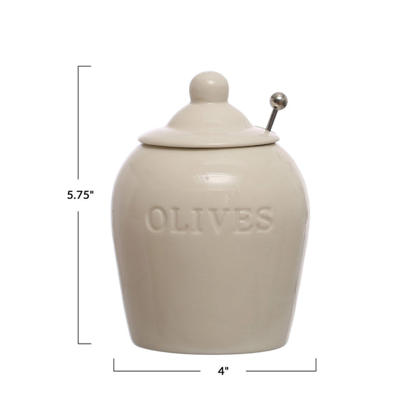 Stoneware Olive Jar
