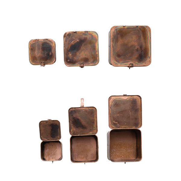 Decorative Metal Boxes, Burnt Copper Finish