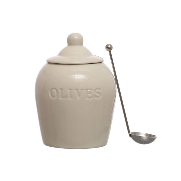 Stoneware Olive Jar