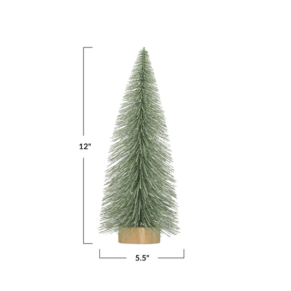 Bottle Brush Tree with Glitter, Mint