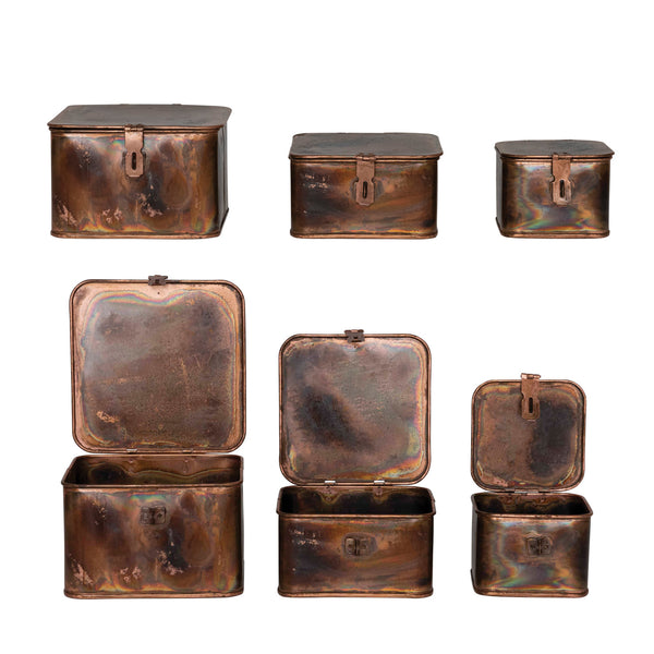 Decorative Metal Boxes, Burnt Copper Finish