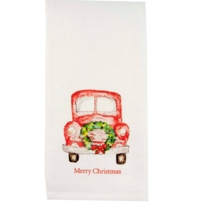 Red Truck with Wreath Tea Towel