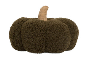Olive Green Sherpa Pumpkin Pillow, Fall Decor
