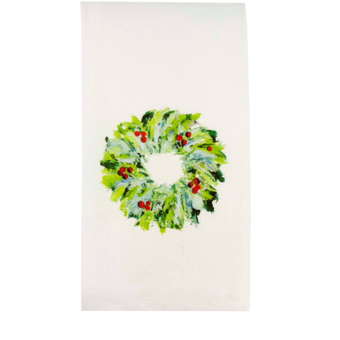 Wreath with Berries Tea Towel