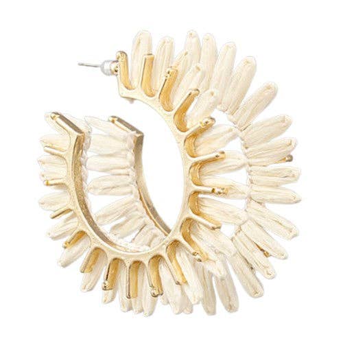 Cream Raffia Burst Hoop