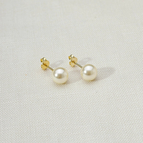18k Gold Filled  6 mm Classic Pearl Stud