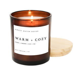 Warm and Cozy 11 oz Soy Candle - Christmas Home Decor, Gifts