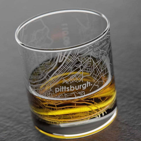 Pittsburgh PA Map Rocks Whiskey Glass