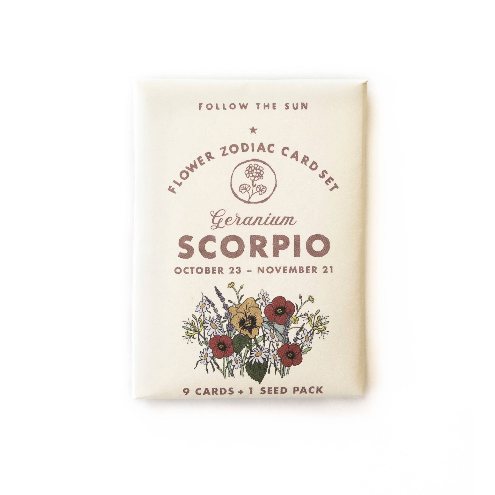 Flower Zodiac Sticker Card Set - Scorpio (Oct 23 - Nov 21)