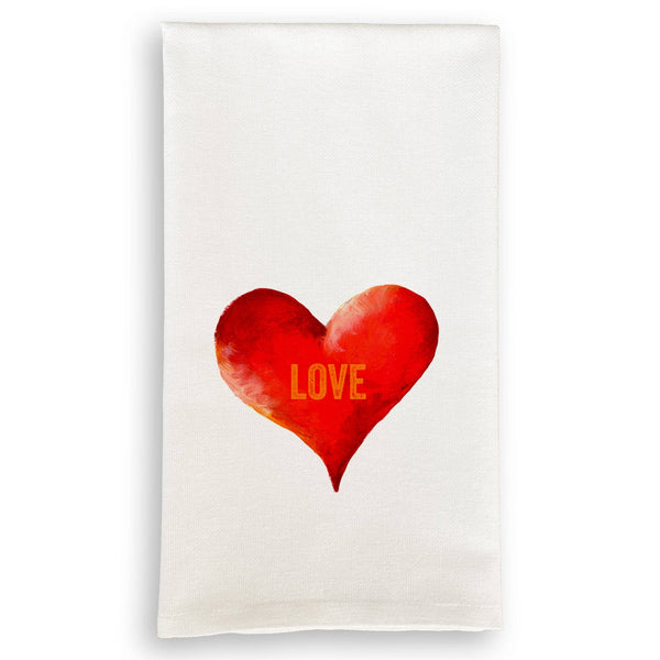 Red Heart with Love Tea Towel