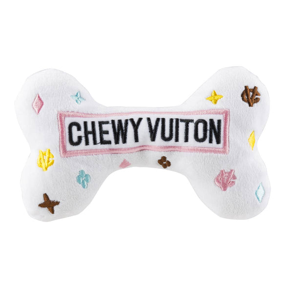 White Chewy Vuiton Bones Dog Toy