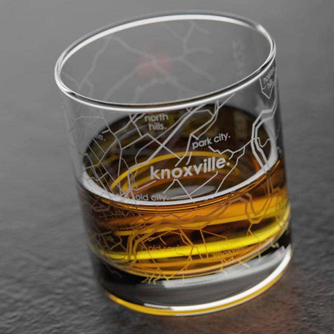 Knoxville TN Map Rocks Whiskey Glass