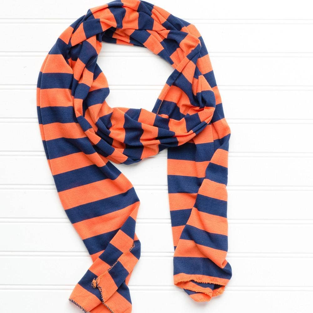 Game Day Striped Scarf - navy & orange