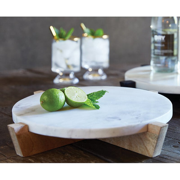Marble Tray & Natural Mango Wood Stand TWO sizes
