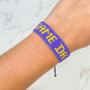 Game Day Beaded Bracelet - PURPLE & yellow GOLD