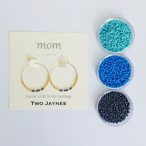 Morse Code Hoop Earrings - mom